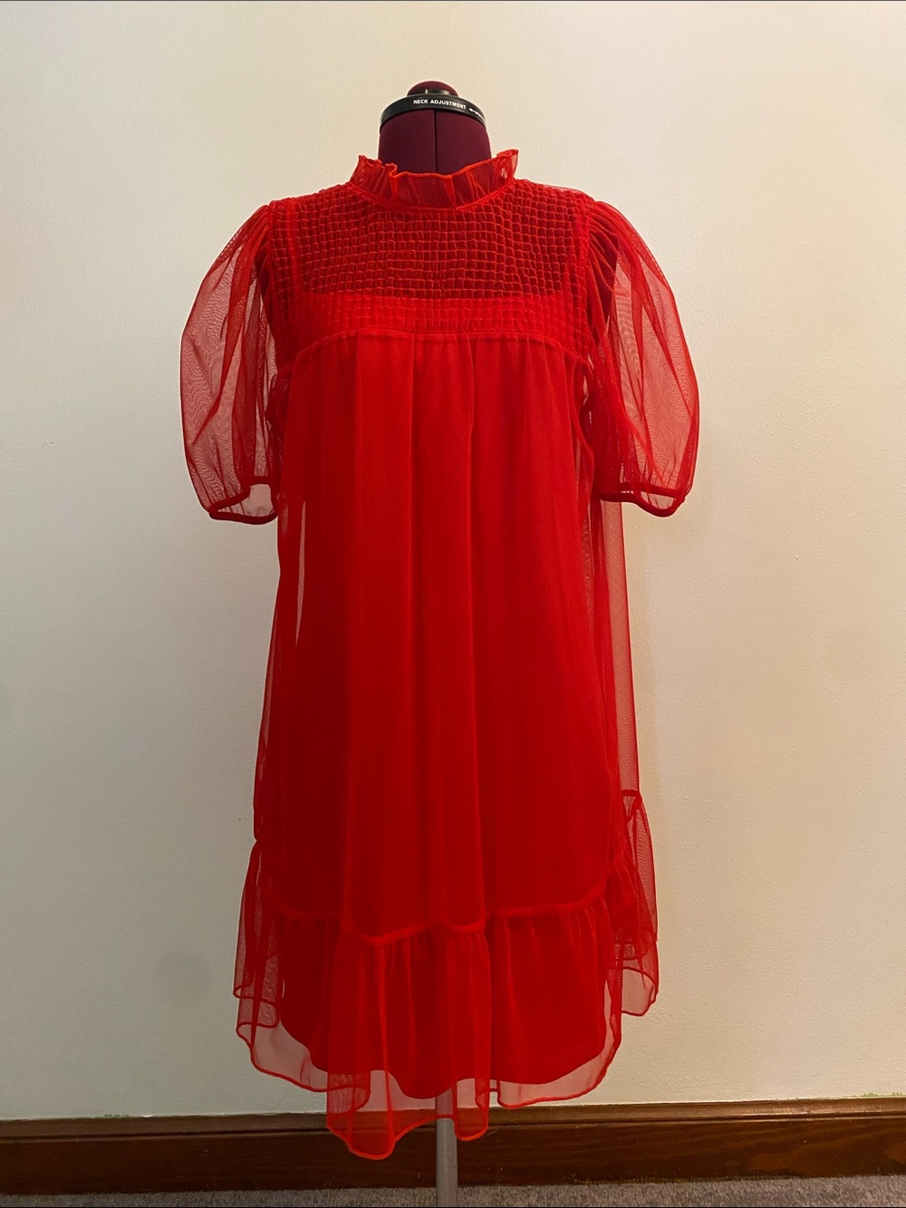 H&M Red Mesh Midi Dress